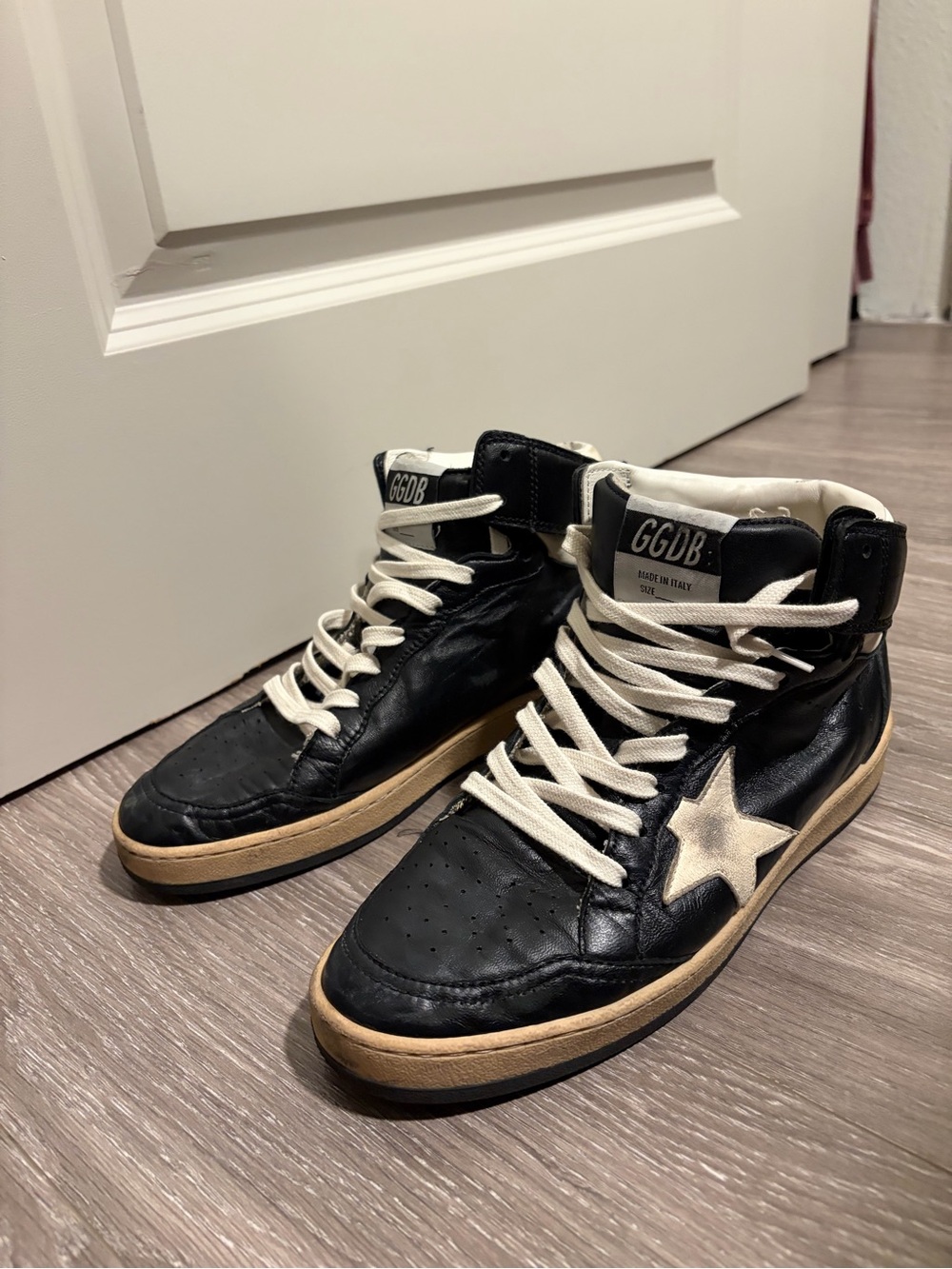 Golden Goose Sky High Sneakers with Cream Star and Laces